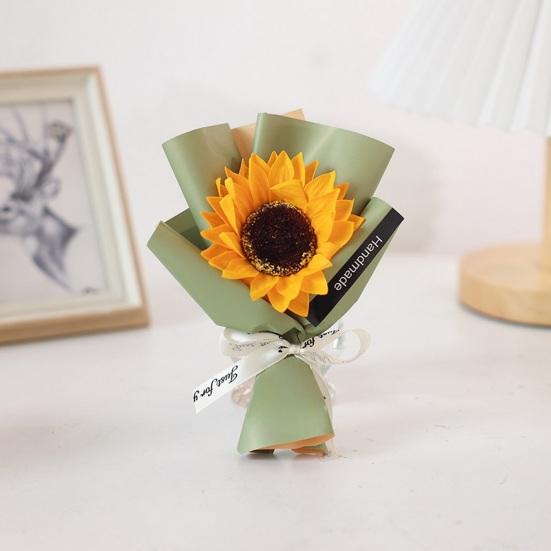 2 Pcs Mini Sunflower Bouquet Scented Artificial Soap Flower Birthday Valentine's Day Gifts for Women Mom Wife Girlfriend Her