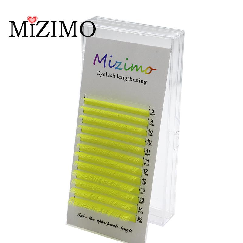 MIZIMO Gelbe Einzeln geklebte Falsche Wimpern, Augen-Make-up-Werkzeuge, Natürlich, Weich und Verlängert. C/D, 0,07 mm, 8–15 mm