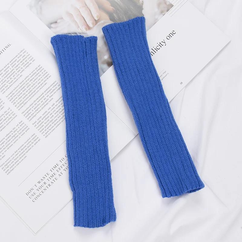 Damen Y2K Mode Armstulpen Weiche Strickhandschuhe Damen Mädchen Halbfinger-Fäustlinge Einfarbig Winter Armstulpen