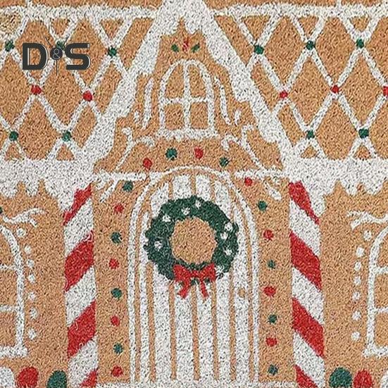 Weihnachtsfußmatte Cartoon Hausform Verdickt Große Wasseraufnahme Kapazität Badezimmerteppich Feiertagsdekoration Eingangsteppich Innen Außen Fußmatte