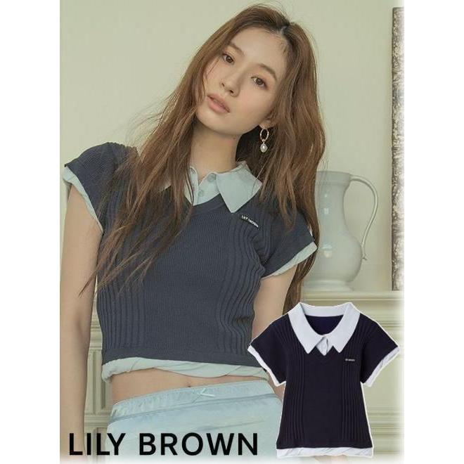 (10% OFF & 300 yen OFF for a limited time) Lily Brown / Lily Brown Layered Knit Tops 26 Spring/Summer. LWNT262114