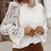 Tops Loose Sexy Hollow Design Long Sleeve Fashion Women Lace Blouses