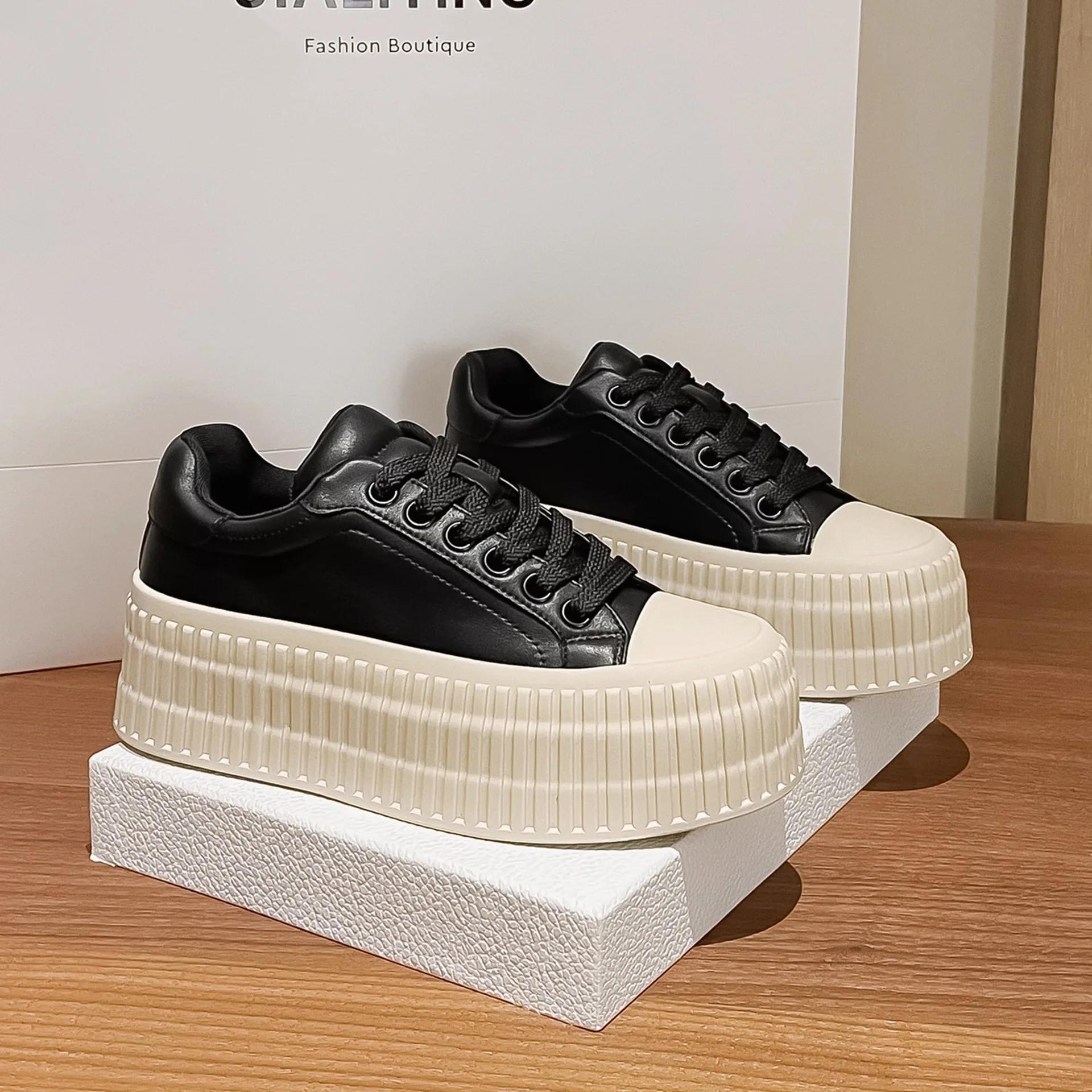 

Женские кроссовки на толстой платформе из искусственной кожи, брендовая дизайнерская обувь для женщин, модная повседневная обувь, легкая нескользящая женская обувь 40