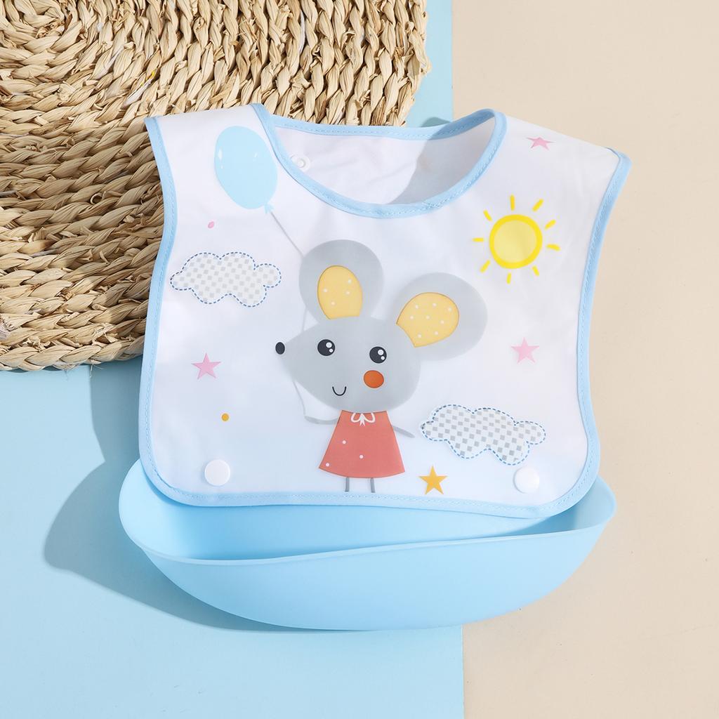 Baby food bib Baby waterproof bib three-dimensional detachable food food pocket Child child saliva pocket