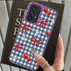 Case for Samsung Galaxy A12 A31 A24 A25 A17 A20s A26 A13 A14 A35 A21s A23 A15 A16 A34 Phone Cover Cherry Checkered Pattern