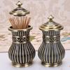 Metal Creative European Retro Toothpick Box Seat High-end Automatic Hand Pressing Living Room Dining Table Hotel High-end Toothpick Holder