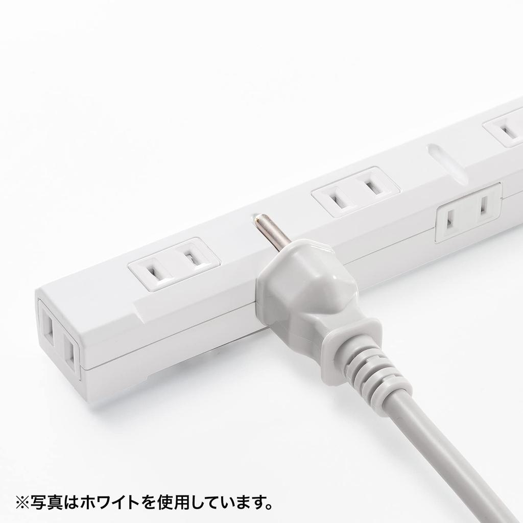 Sanwa Supply Power Strip, 11 Outlets, 2P, 2m, Slim, 180° Flexible Cord, Powerful Neo Magnet, Dust Shutter, Fixing Hook, Black, TAP-SLIM11-2BK