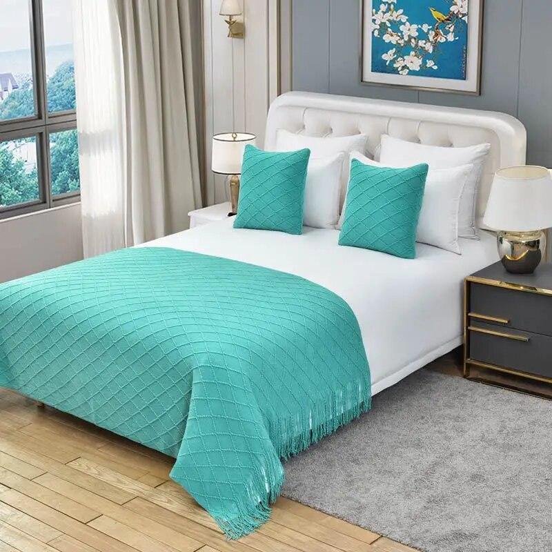 Bed End Scarf B&B Apartment Decoration Knitted Sofa with Scarf Hotel Bed Cover Bed End Blanket Hotel Bed Flag