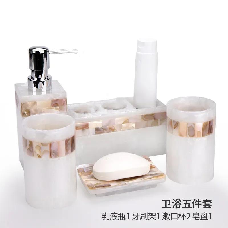 Leichter Luxus Muschel Badezimmer Dekoration Zubehör Zahnbürstenhalter Seifenspender Lotion Flasche Badezimmer Zubehör Wasch Set