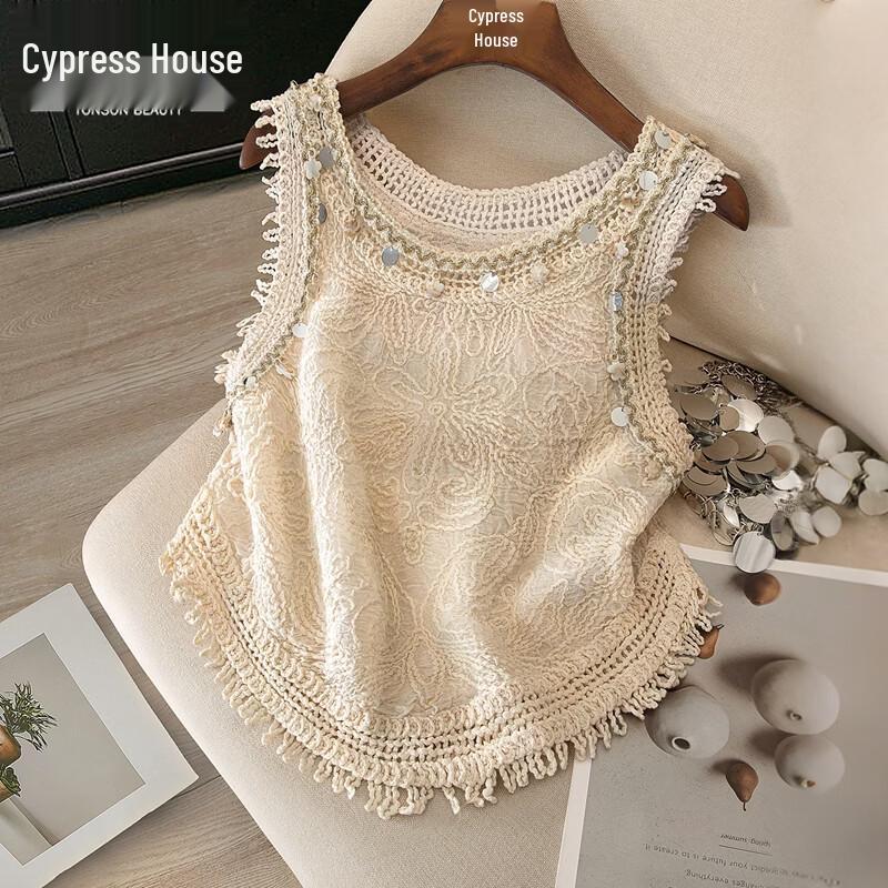 Женский вязаный жилет в богемном стиле с вырезами One Size