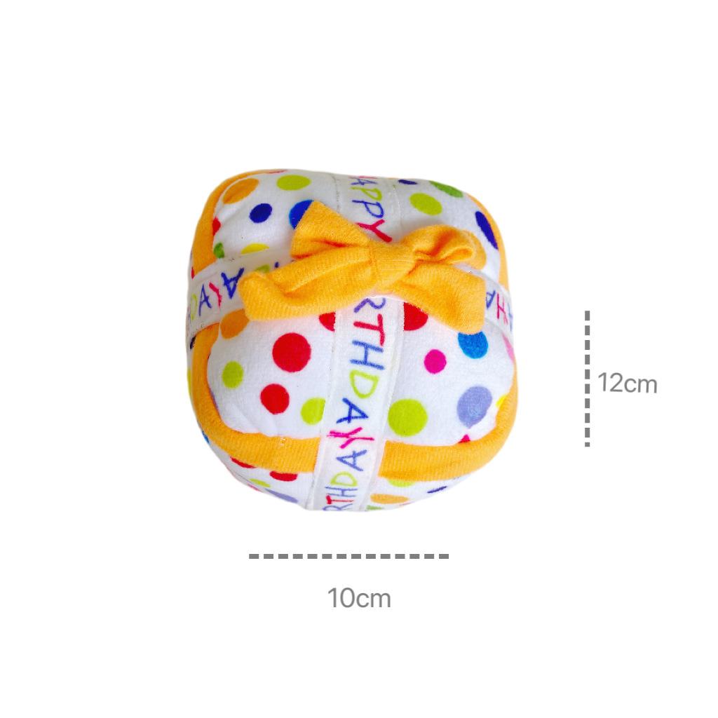 Eco-Friendly Cartoon Kitten Dog Chew Teething Toy Small Pet Birthday Cake Gift Box with Sound Relieving Boredom Plush Toy