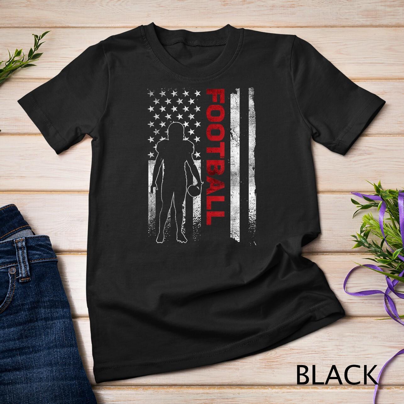 Retro American Football Apparel US Flag Football Player Unisex T-Shirt Mens Womens Tees Top S