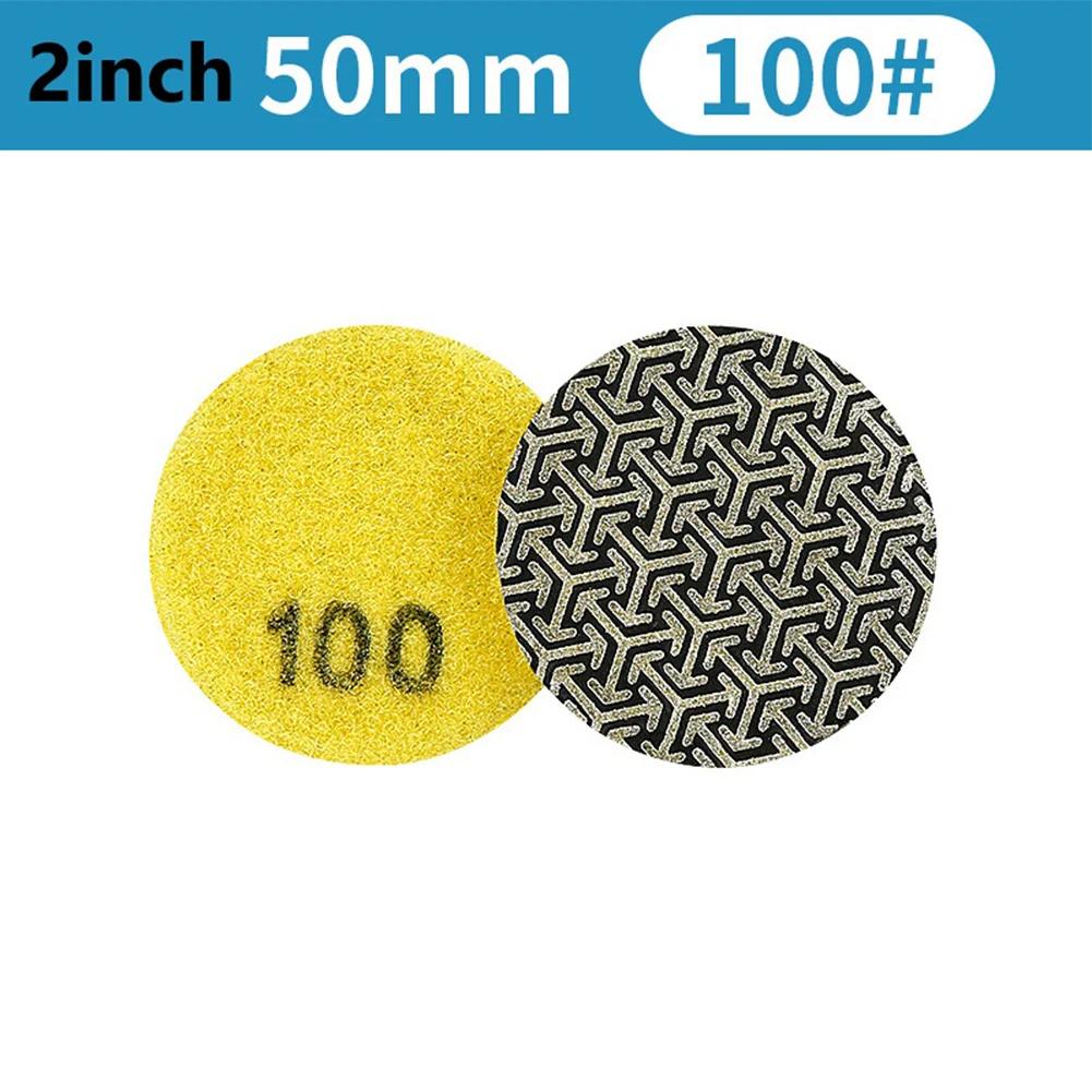 1pcs 50mm 2Inch Electroplated Emery Dry Polishing Pad For Granite Marble Sanding Disc Polishing Cleaning Tool Hand Tools