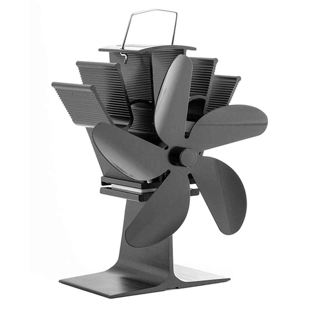 5 Blades Heat Powered Stove Fireplace Fan Wood Stove Fan Quiet Efficient for Wood Log Circulating Warm Air Saving Fuel