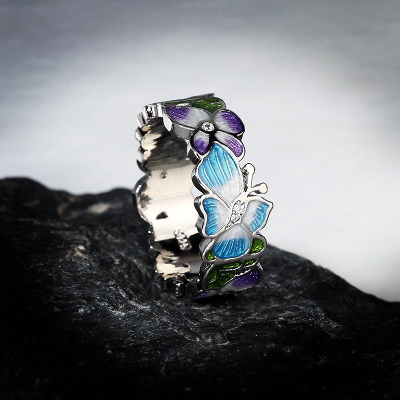 Enamel Ring Women, Ring Ring Hand Jewelry Creative Exotic Wind Oil Drop Glue Flower