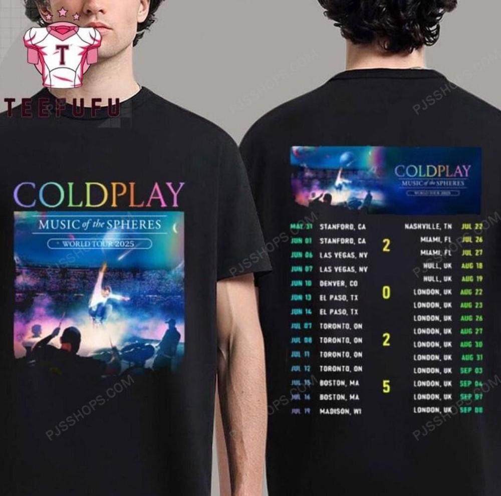 Coldplay Music Of The Spheres World Tour 2025 T Shirt Coldplay Music Tee Unisex T-Shirt L
