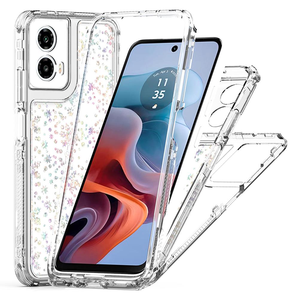For Motorola Moto G34 5G Case Precise Cutouts Acrylic TPU Clear Phone Cover with Laser-printed Film