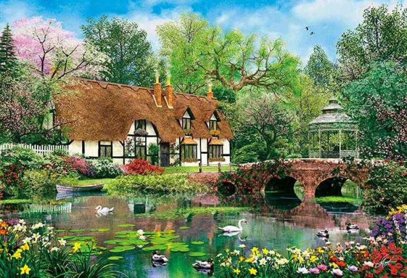 

APPLEONE 300-365 Swan Pond Garden (Dominic Davison) 300-Piece Jigsaw Puzzle (38 x 26 cm) Made in Japan