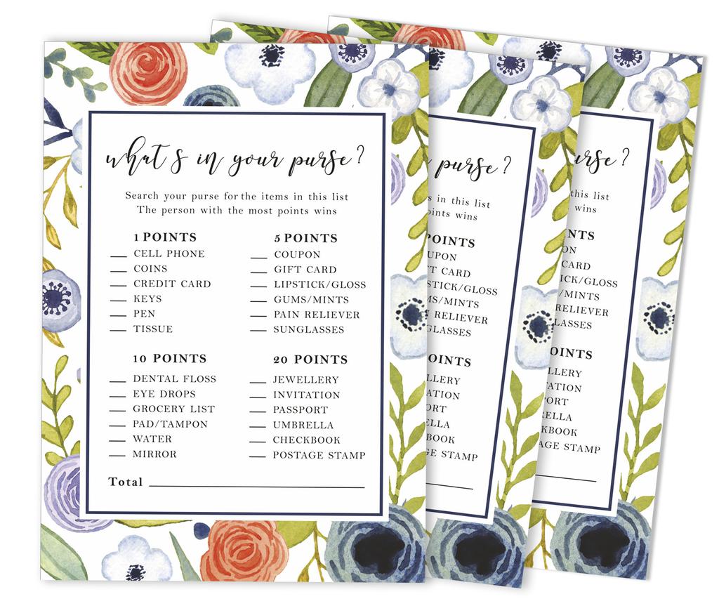 Inkdotpot 50A  FloralA  BingoA  GameA  CardsA  For Bridal Wedding Shower Bachelorette Party Bulk Blank Square Fill In Gift