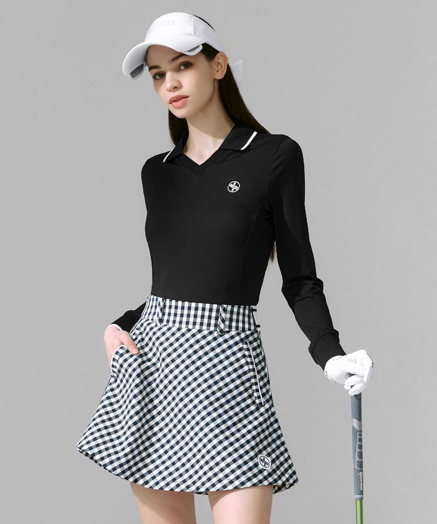 XEXYMIX V-Neck Collar Contrast Long Sleeve Xfk1Ql1201