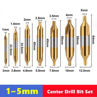 60° HSS TiN und nitrierter Beschichtung Zentrierbohrer A1-A6mm Set für Metallbearbeitung Anfasen Positionierung CNC Drehbank Bohrer