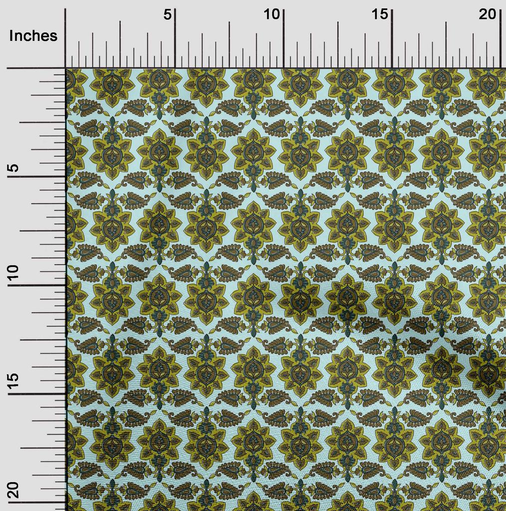 oneOone Cotton Flex Fabric Floral & Paisley Block Print Sewing Fabric BTY 40 Inch