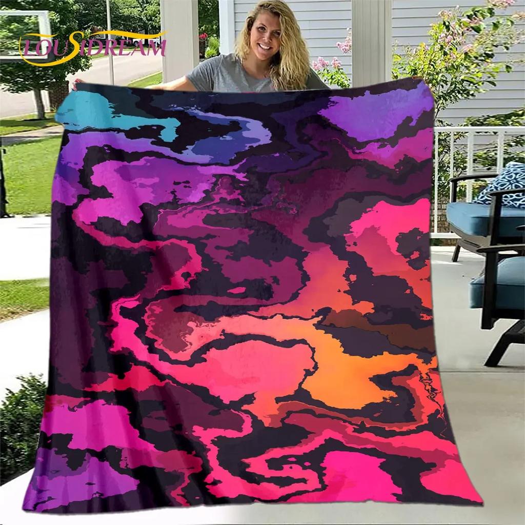 D Colorful Camo Camouflage Throw Blanket Warm Flannel Blanket for Home Living Room Bedroom Beds Sofa Outdoors