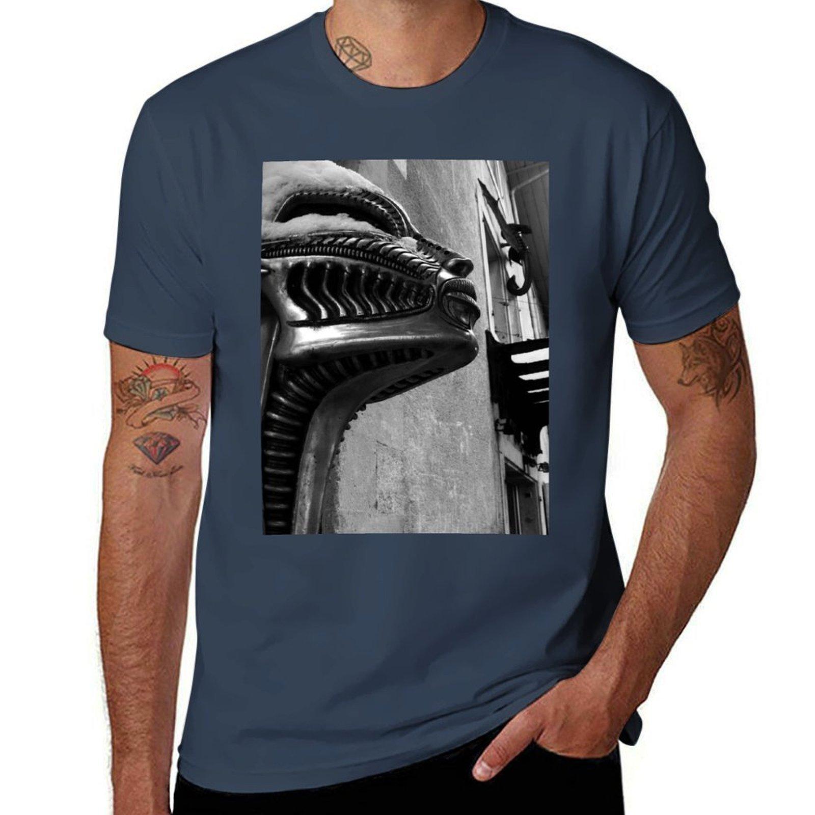 H R Giger Museum Statue Gruyeres Switzerland Tshirt Casual Graphic Print Tee S