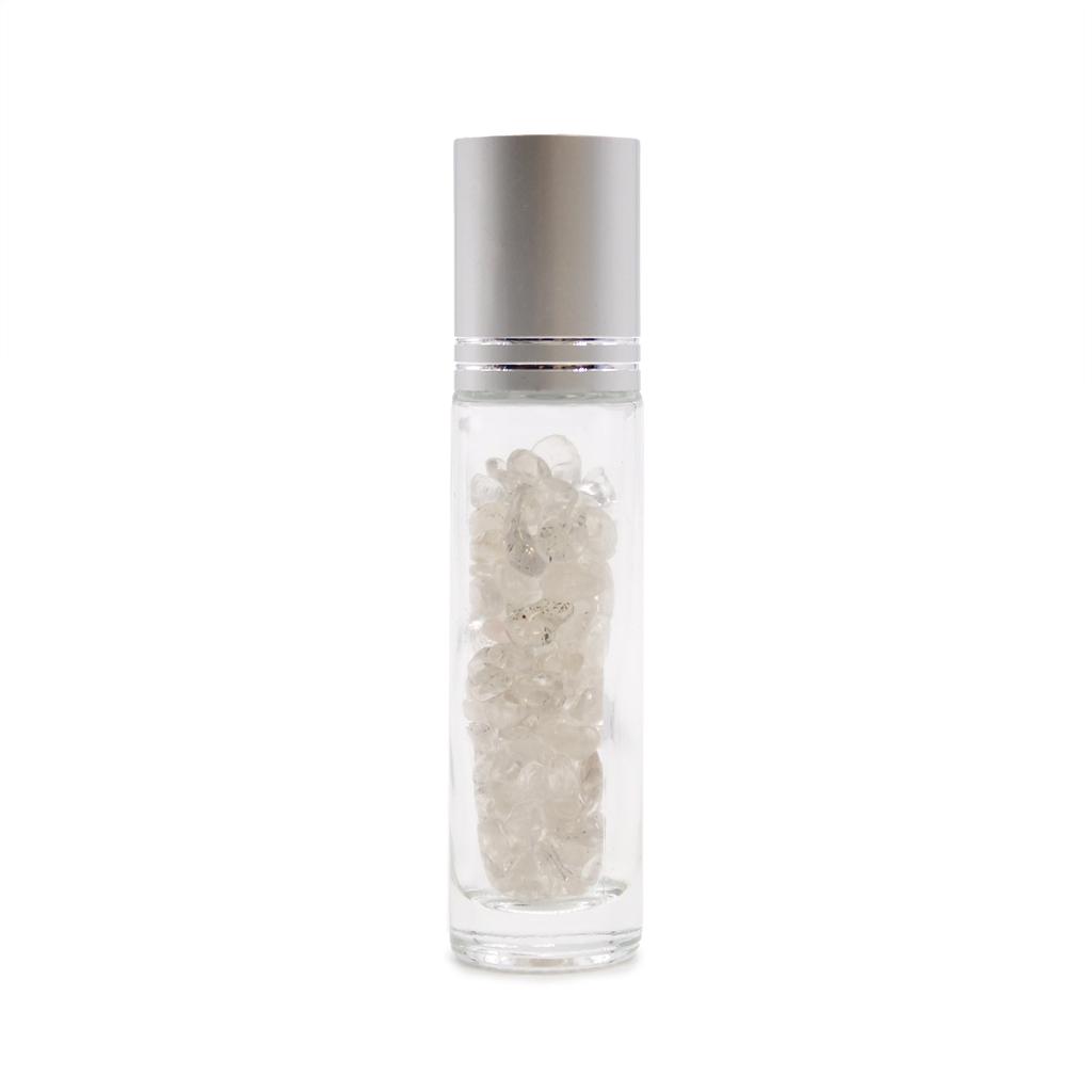Essential Oil Roller Bottle Rock Quartz Silver Cap