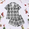 Women's Pajamas Fashion Two-Piece Shirt Shorts Set Soft Holiday Casual Clothing Set