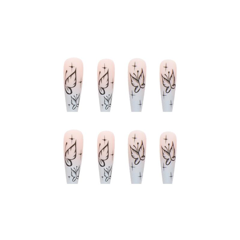 Long Fake Nails Gradually Change Color Manicure Film Mysterious Butterfly Nail Film Press On Nails Nail Film