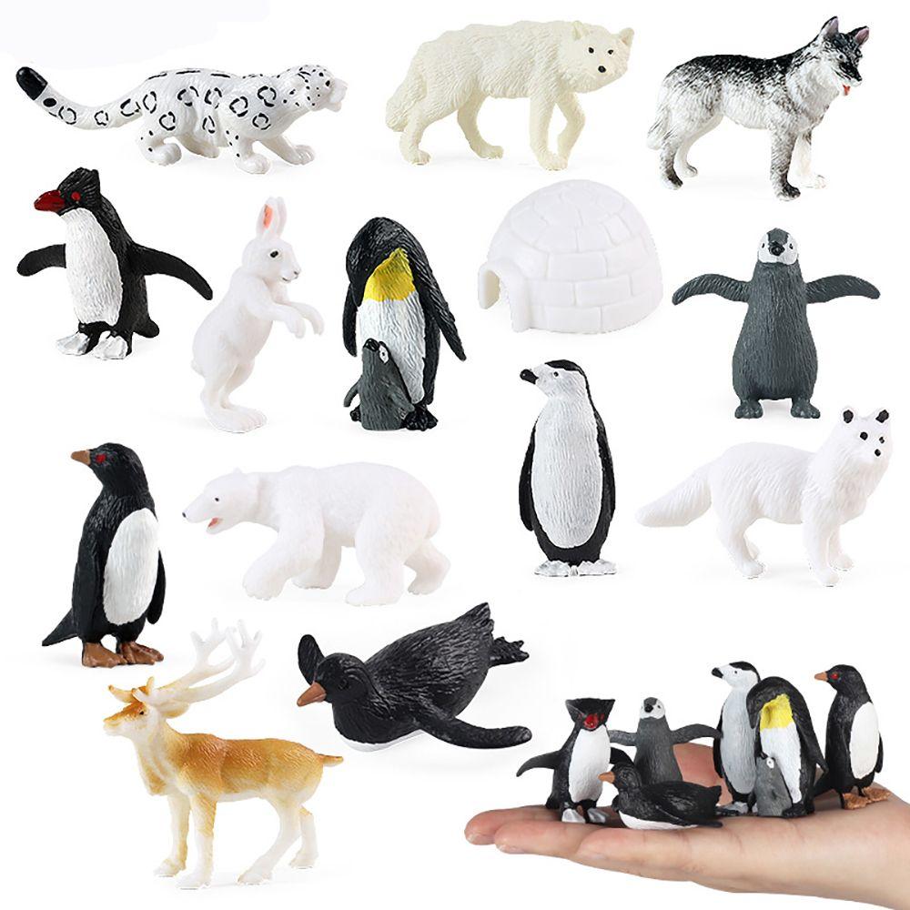 Educational Polar Bear Fox Rabbit Reindeer Wolf Arctic Animal Model Miniature Penguin Figurines