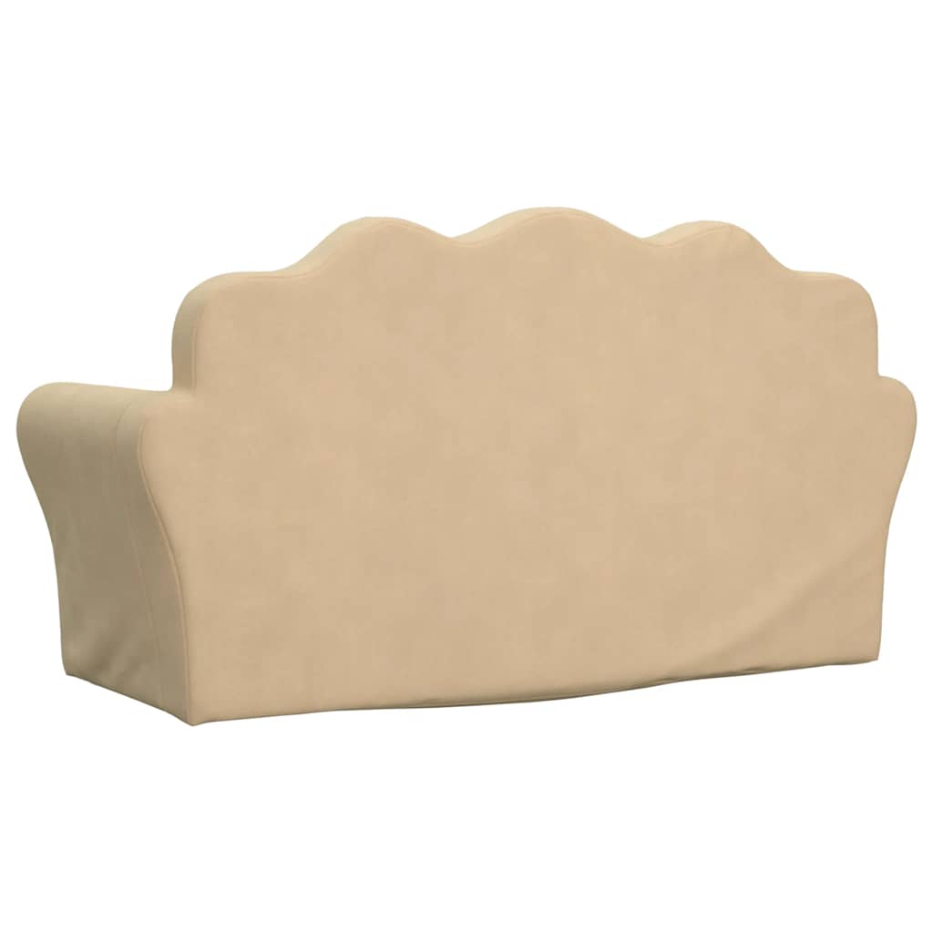 Kids Sleeper Sofa 2 Seater Cream Soft Plush
