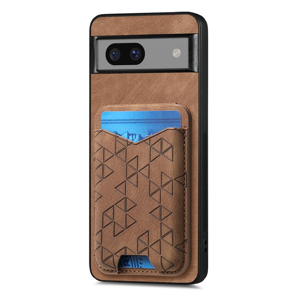 For Google Pixel 7a Case Imprinted Pattern Card Holder Kickstand Leather Back Cover