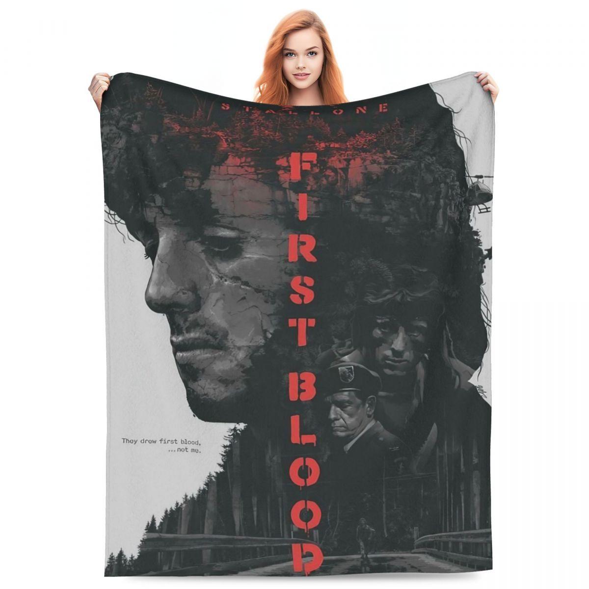 Rambo First Blood Flannel Blanket Program Soft Durable Throw Blanket for Couch Bed Camping Cute Bedspread Sofa Bed Cover 30x40in