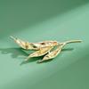1Pcs Metal Rhinestone Simple Plants Brooches Green Enamel Leaves Brooch Pins For Women's Clothes Backpack Gifts