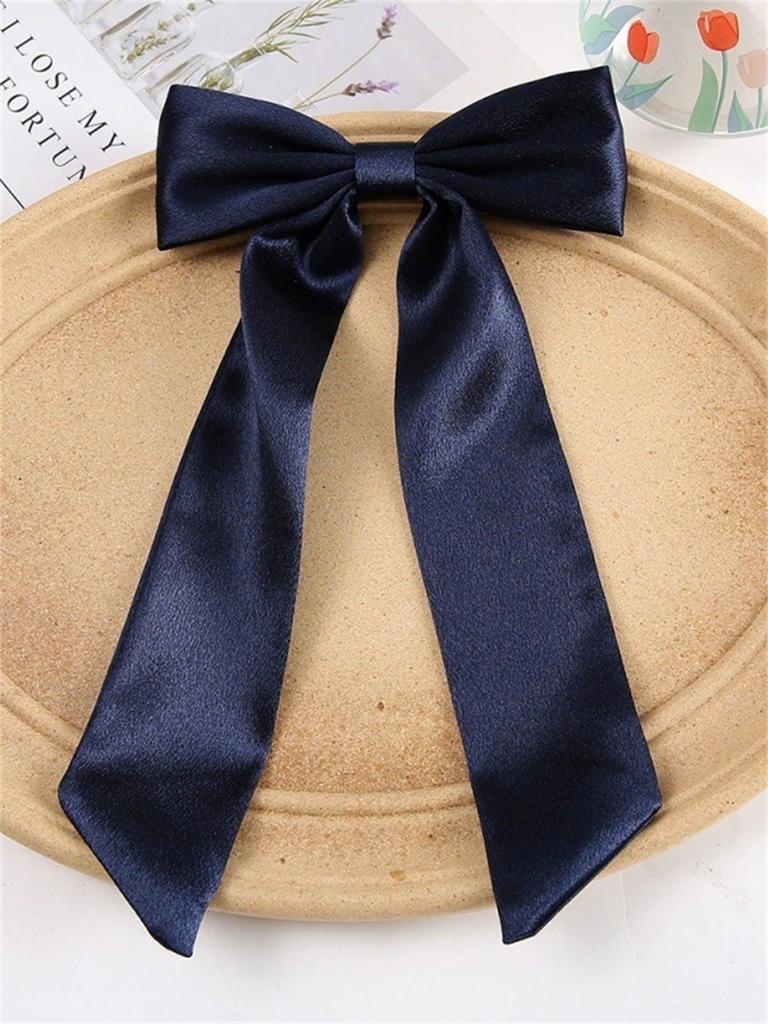1 Piece of Women's Solid Color Fabric Bow Streamer Duck Clip Back of Head Half Tie Hair Clip Daily Commuter Hair Accessories