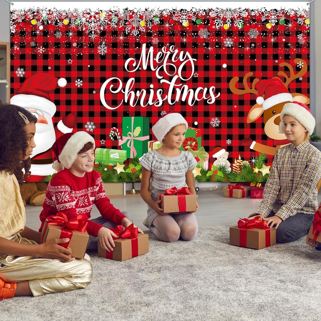 Christmas banner background Santa Claus reindeer Merry Christmas banner Christmas festival party decoration