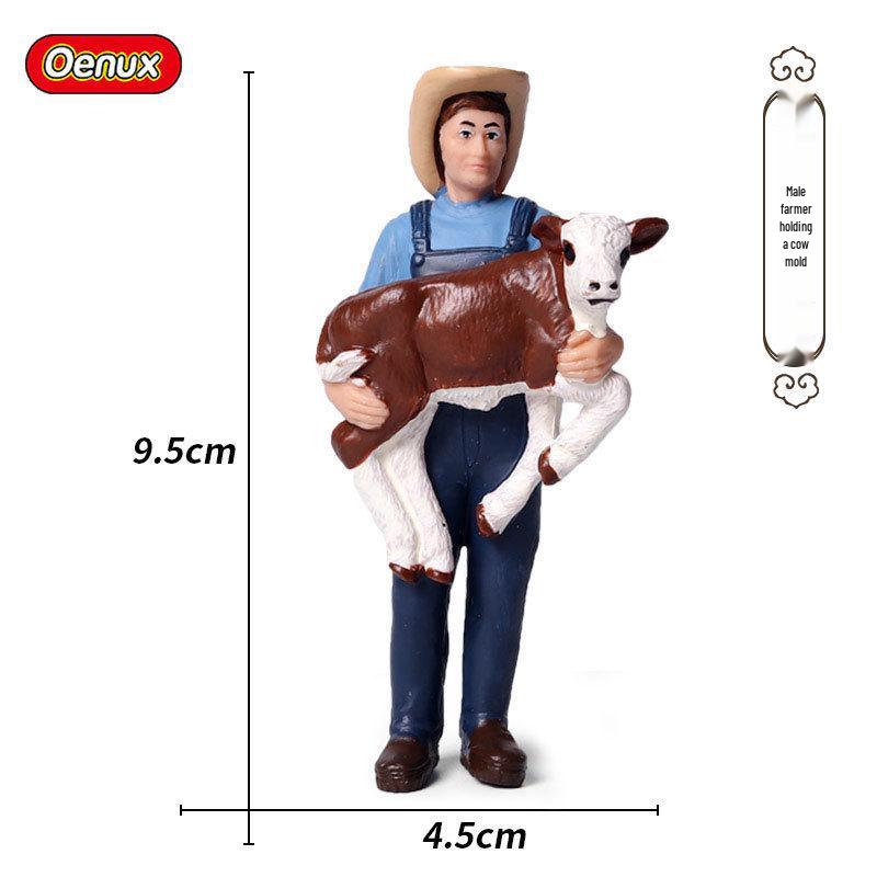 Plastic Farm Figures: Farmer, Woman, Ranch Worker, Police