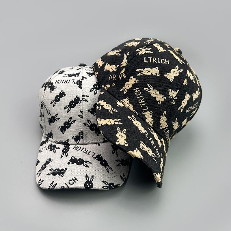 Cartoon Cute Printed Rabbit Letter Baseball Cap Men'S And Women'S Sunshade British Retro Cap