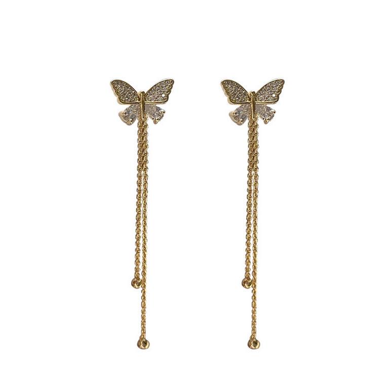Korean Style Two-Way Butterfly Tassel Earrings - Fresh and Elegant Summer 2022 Edition