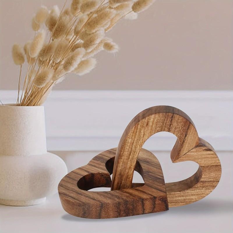 Wooden Double Intertwined Hearts Ornament Memorial Gift Keepsake For Decoration