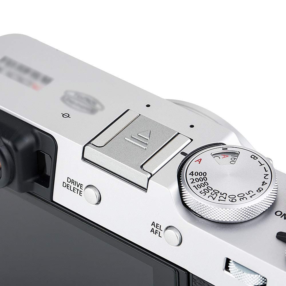 JJC 2 Piece Hot Shoe Cover Fujifilm Fuji GFX100SII X100VI GFX100 II X100V GFX50SII GFX50S GFX100S GFX100 Compatible Silver X-M5 X-T50 X-T5 X-S10 X-T4