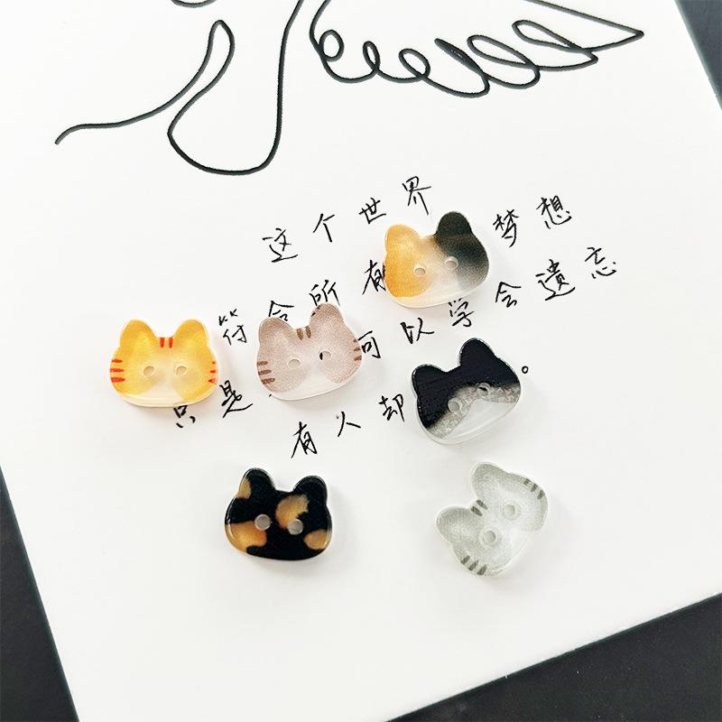 20Pcs Cute Cat Two-eye Buttons 12/17mm Colourful Cartoon Cat Resin Buttons DIY Kids' Clothes Hats Socks Buttons·
