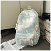 The new schoolbag is high-value, fresh and sweet, literary tie-dye backpack, couple contrasting colors, light travel backpack.