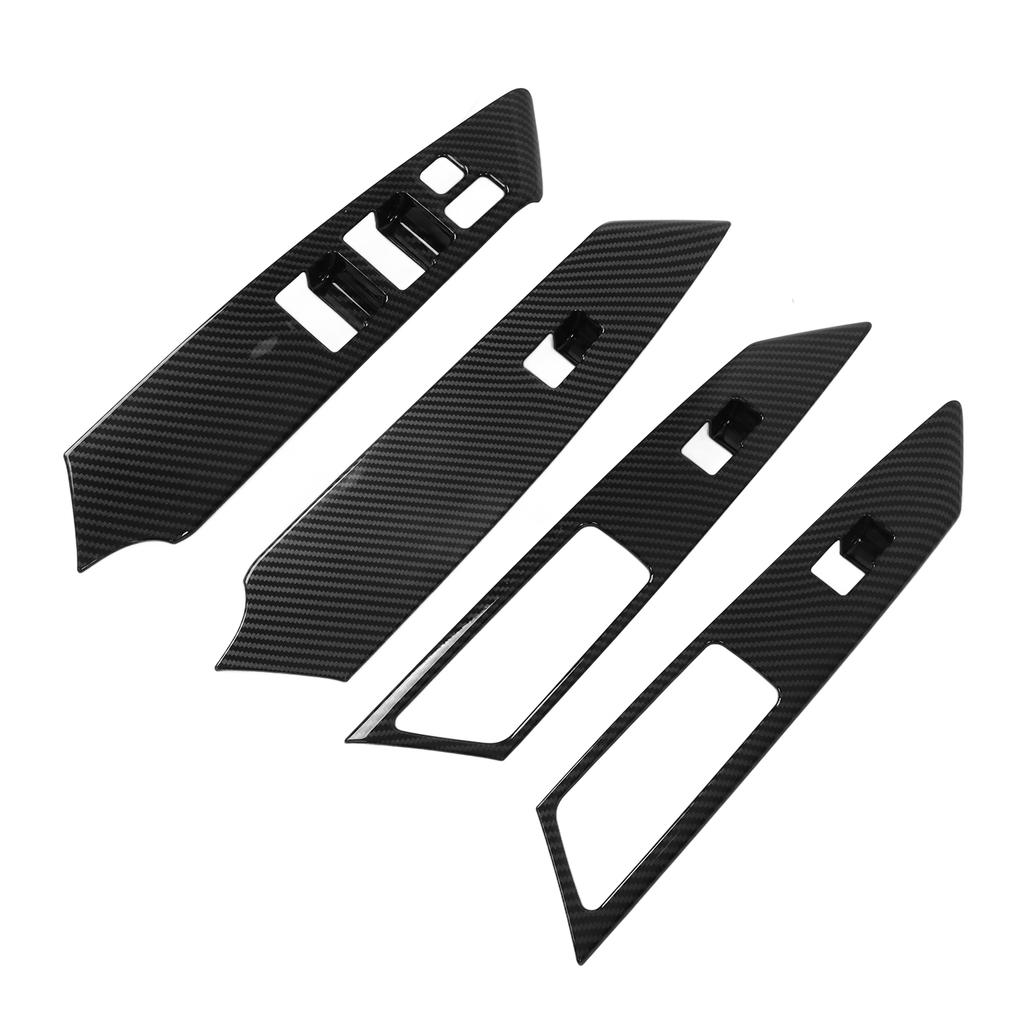 4pcs Door Armrest Window Switch Trim Carbon Fiber Style Replacement for Mitsubishi Pajero Montero Shogun Sport 19‑21