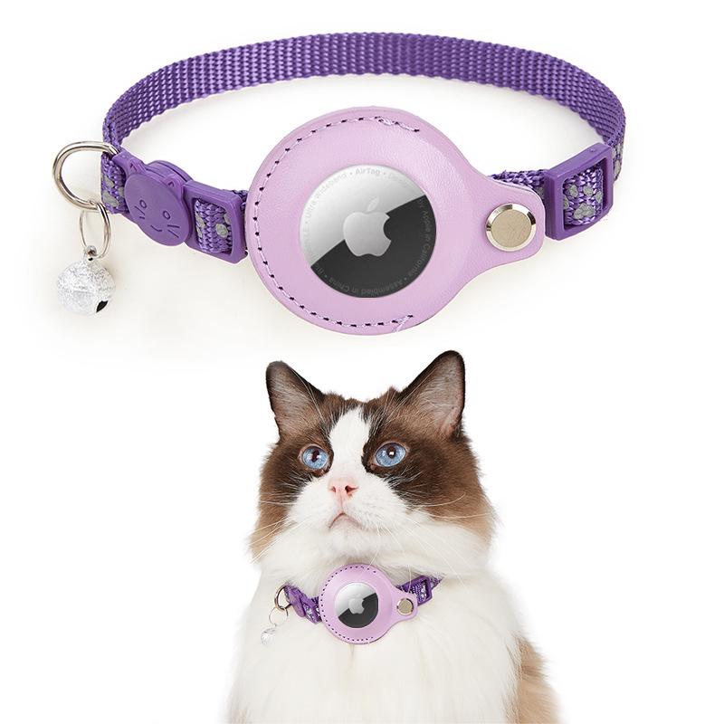 Reflective Cat Collar with Airtag Holder and Bell - Anti-Lost Tracker for Cats