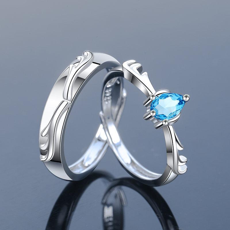 2Pcs 925 Silver Couples Ring Sets Light Polishing Simple Ring for Woman Man Classic Wedding Fine Jewelry Circle