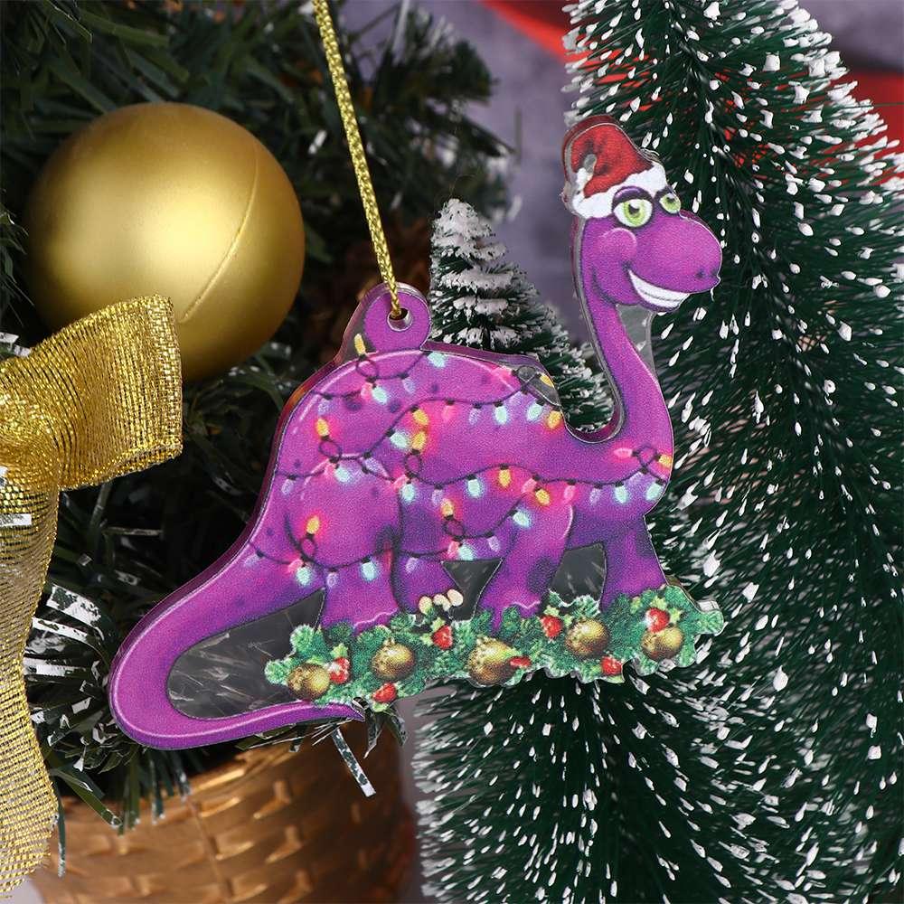 Acrylic Christmas Tree Dinosaur Pendant Decorative Dinosaur Hanging Decoration  Christmas