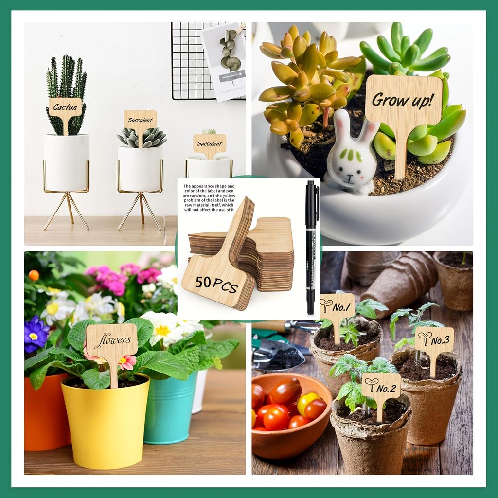 50 Waterproof Bamboo Garden Labels , for Outdoor and Indoor Plants, Seedlings, Vegetables, Plant Markers, Seedling Tags